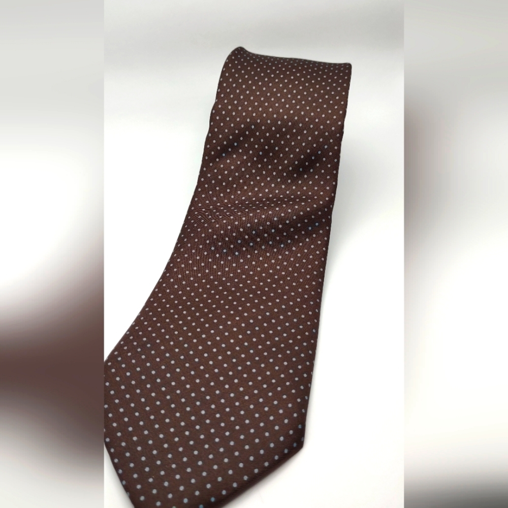 Classic Brown & Blue Polka Dot Tie